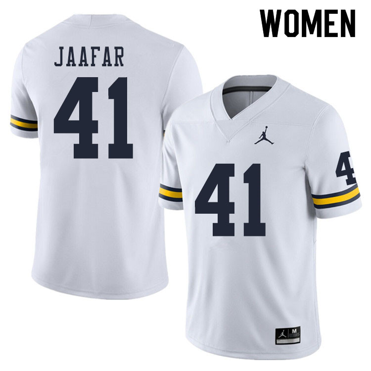 Women #41 Abe Jaafar Michigan Wolverines College Football Jerseys Sale-White